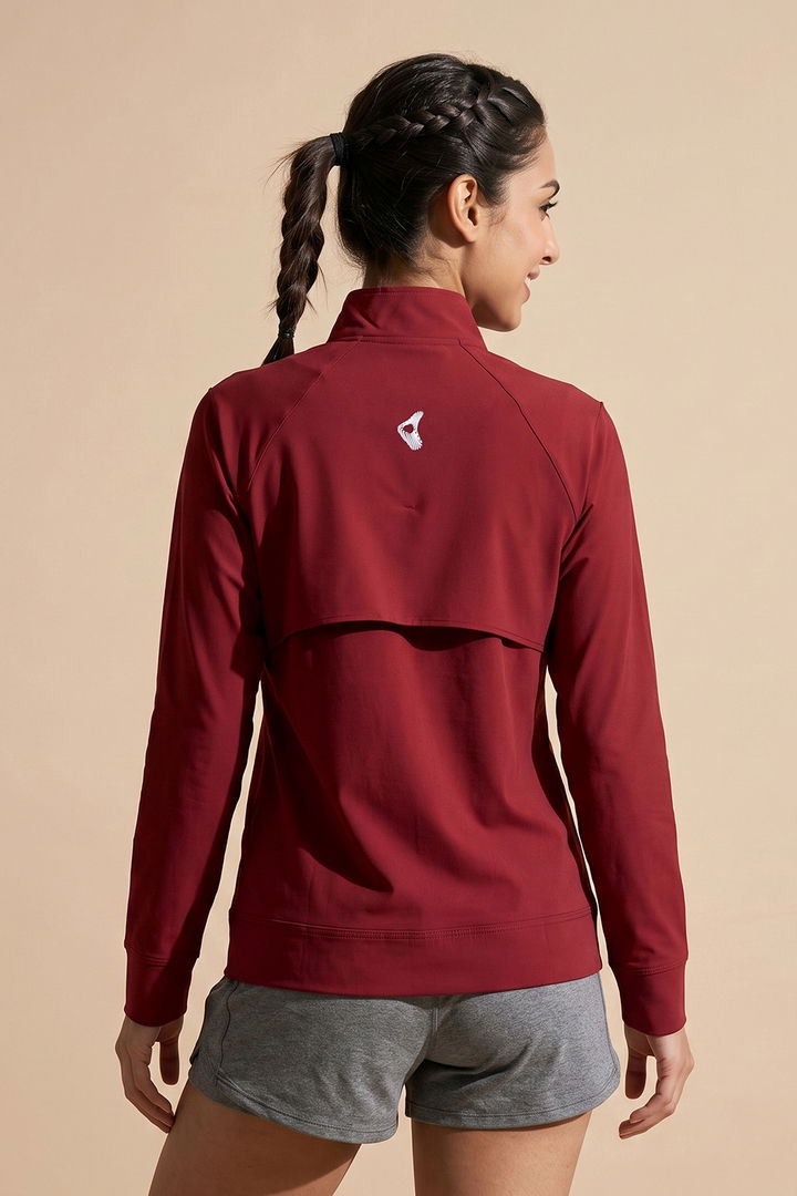 Zelocity Quick Dry Relaxed Fit Gym & Training Jacket - Deep Claret — image 3